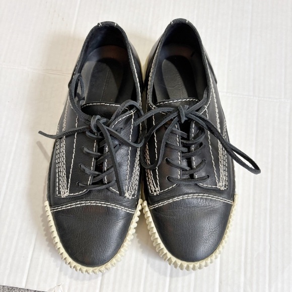 Alexander Wang Perry Low Black Sneakers Black Leather Size 7 Size EU 37 Creeper - Picture 12 of 13
